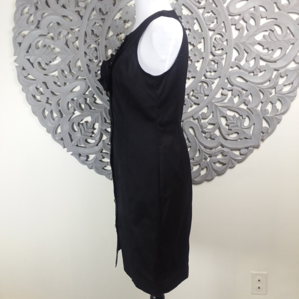 Talbots Structured Ruffle Black Dress Knee Length - Picture 3 of 7